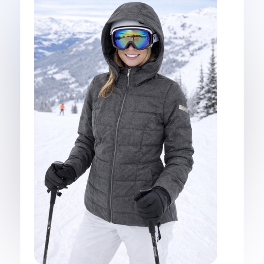 Obermeyer Womens Bombshell Hooded Jacket Insulated Winter Ski Gray Sz 8 - Picture 16 of 16
